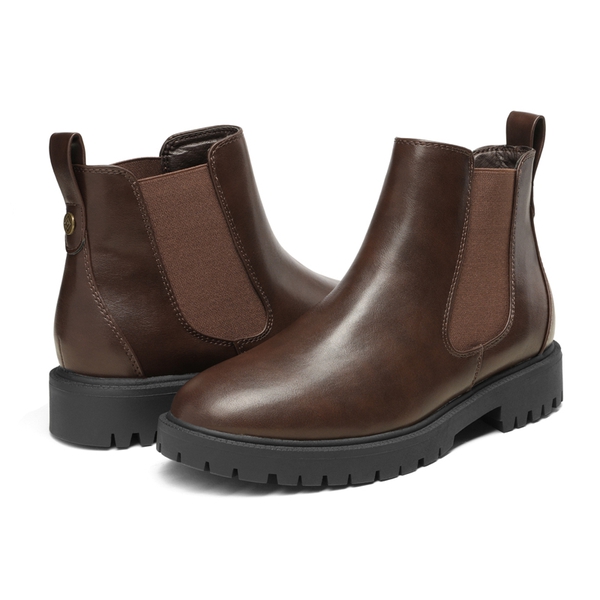 Classic Chelsea Ankle Booties - BROWN PU - 4